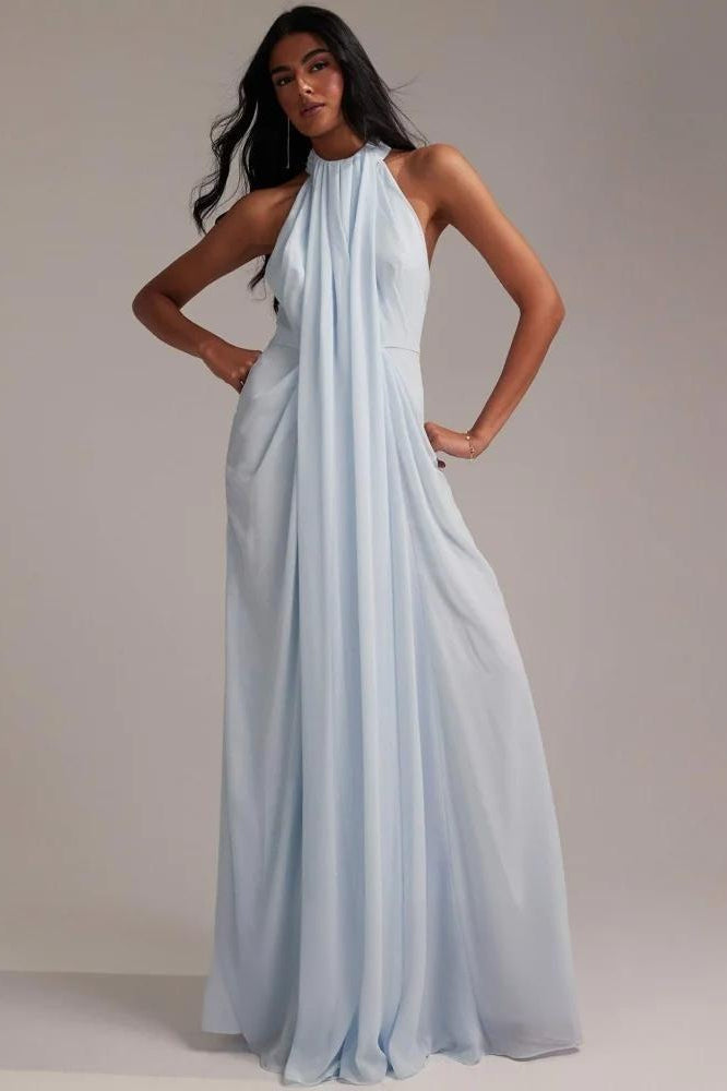 Blue Halter Maxi Dress