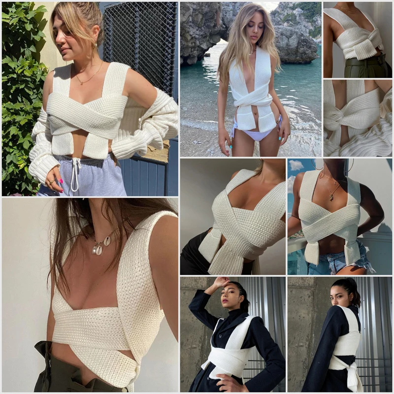 Ootddress 2025 New DIY Style Knitted Tank Top Sweater Female Streetwear Fashion High Waist Camisole Women Sexy Backless Bandage Tops 16 Ootddress 2025 New DIY Style Knitted Tank Top Sweater Female Streetwear Fashion High Waist Camisole Women Sexy Backless Bandage Tops