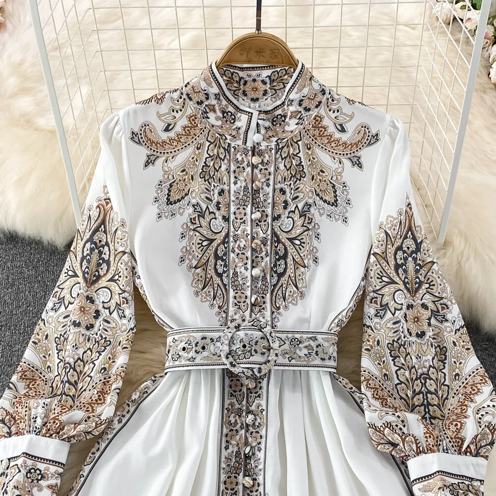 Women Vintage Long Dress Fashion Print A-line Ruffled Elegant Floral Party Dresses Ladies Long Sleeve Casual Long Robe Vestidos 5 Women Vintage Long Dress Fashion Print A-line Ruffled Elegant Floral Party Dresses Ladies Long Sleeve Casual Long Robe Vestidos