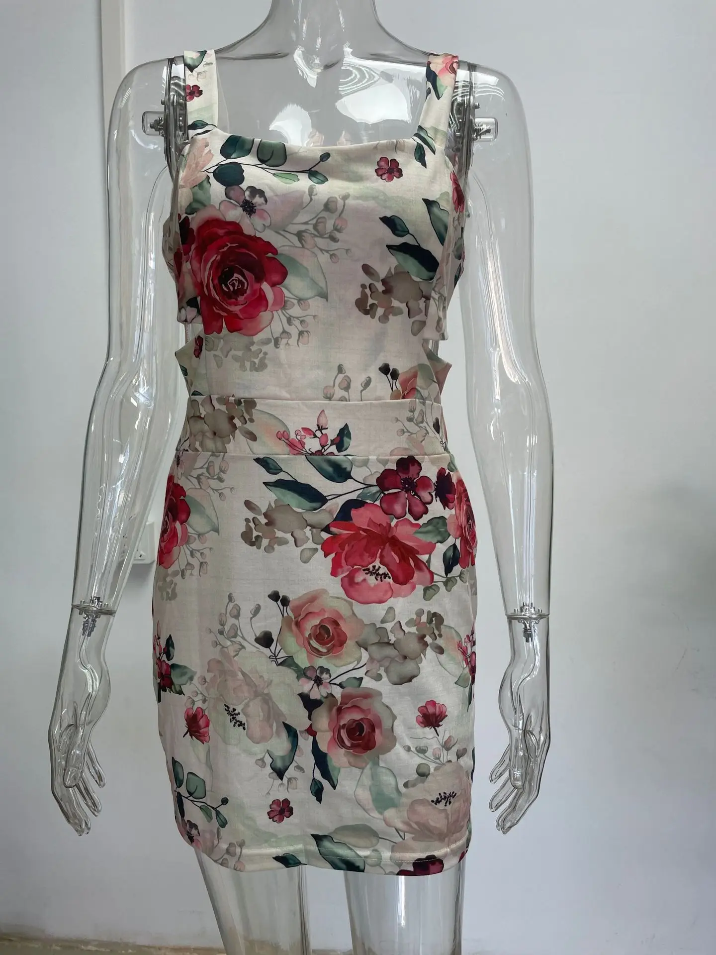 Summer Spaghetti Strap Mini Dresses For Women Color Printed Sleeveless Sexy Hollow Out Short Bodycon Dress Streetwear Vestidos 7 Summer Spaghetti Strap Mini Dresses For Women Color Printed Sleeveless Sexy Hollow Out Short Bodycon Dress Streetwear Vestidos