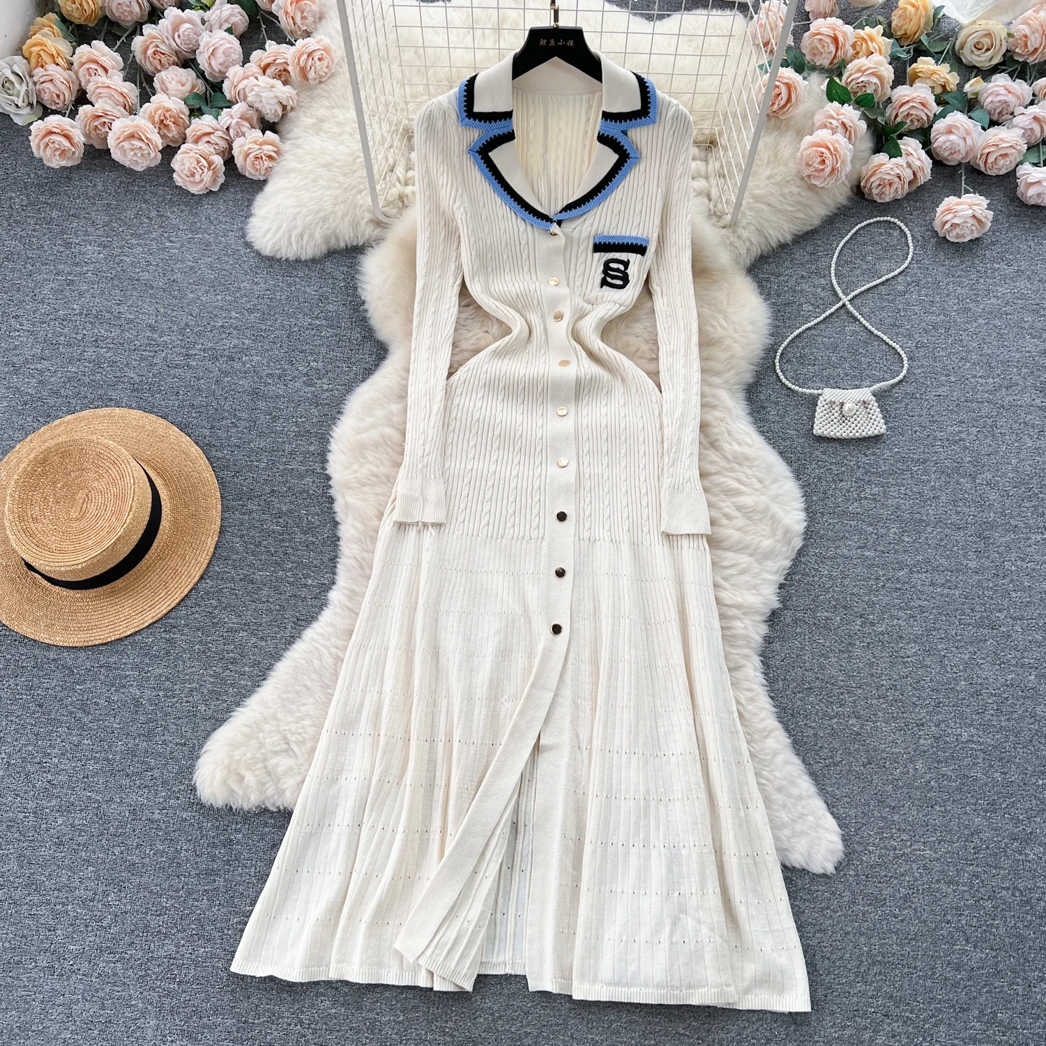 Women Elegant Knitted Dress Spring Autumn Long Sleeve Sexy V-neck Bodyon Dresses Ladies Slim A-line Single Breasted Sweater Robe 6 Women Elegant Knitted Dress Spring Autumn Long Sleeve Sexy V-neck Bodyon Dresses Ladies Slim A-line Single Breasted Sweater Robe