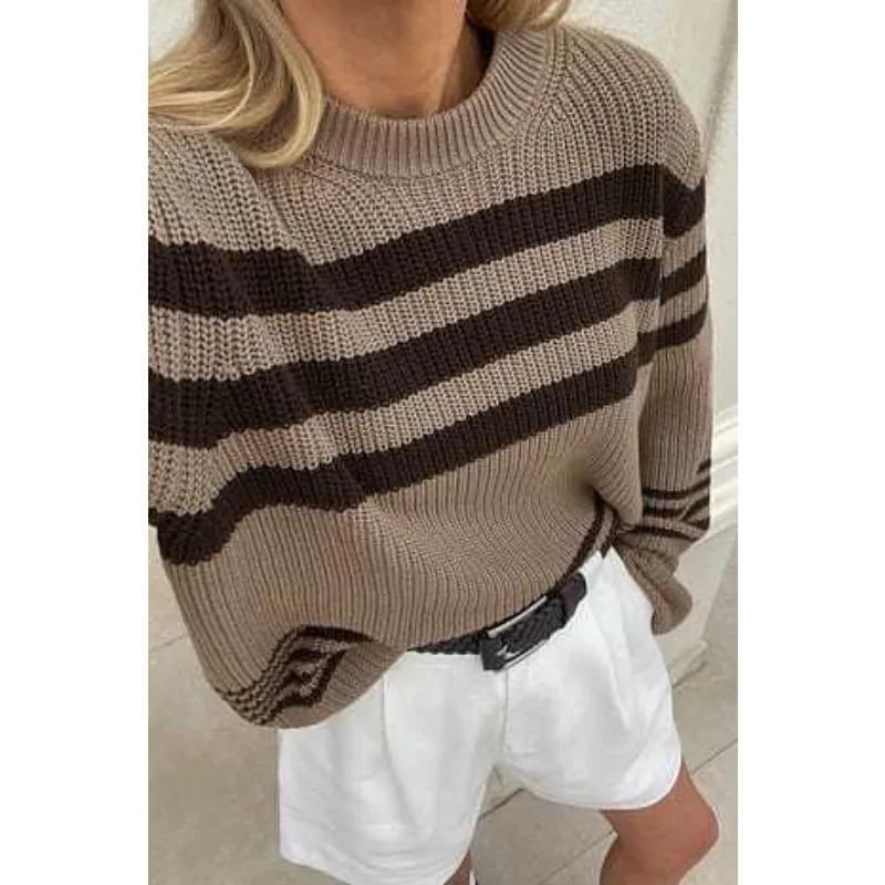 Ootddress Striped Casual Knitwear Top Female Loose Autumn 2025 High Waist Contrast Knit Sweater Slim Patchwork Streetwear Pullover 11 Ootddress Striped Casual Knitwear Top Female Loose Autumn 2025 High Waist Contrast Knit Sweater Slim Patchwork Streetwear Pullover