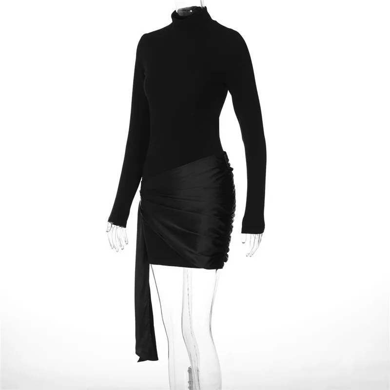 O1CN01TXknqK1Gs77RsTjij_!!3843000677-0-cib.jpg Ootddress Turtleneck Long Sleeve Sexy Mini Dress For Women Autumn Fashion Ruched Draped Slim Fit Dress Ladies Elegant Dress