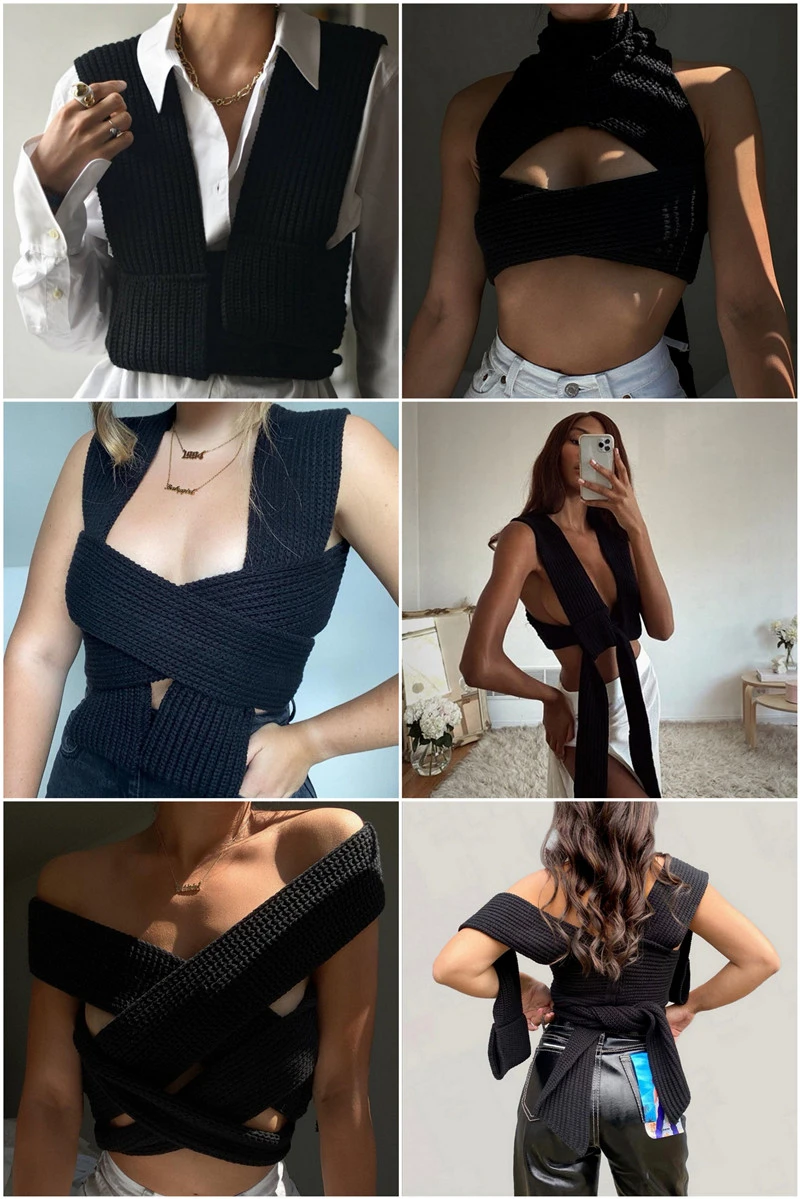 Ootddress 2025 New DIY Style Knitted Tank Top Sweater Female Streetwear Fashion High Waist Camisole Women Sexy Backless Bandage Tops 19 Ootddress 2025 New DIY Style Knitted Tank Top Sweater Female Streetwear Fashion High Waist Camisole Women Sexy Backless Bandage Tops