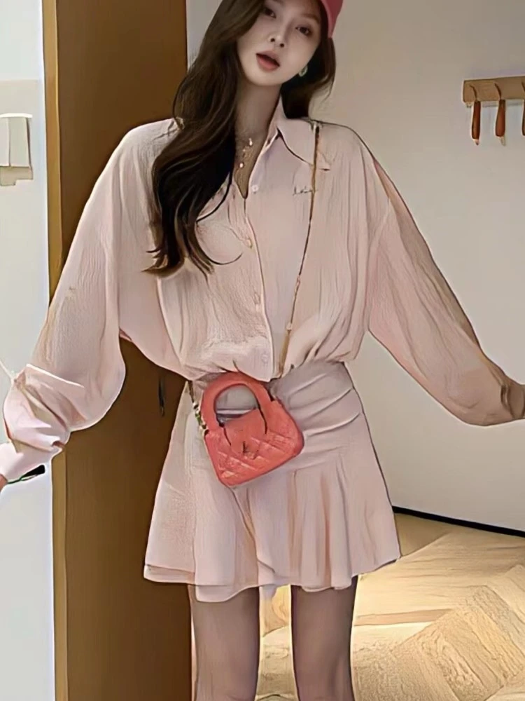 Y2K Shirt Mini Dress Women Long Sleeve Ruffles A-line Korean Chic Solid New Spring Summer Casual Clothing Streetwear 5 Y2K Shirt Mini Dress Women Long Sleeve Ruffles A-line Korean Chic Solid New Spring Summer Casual Clothing Streetwear