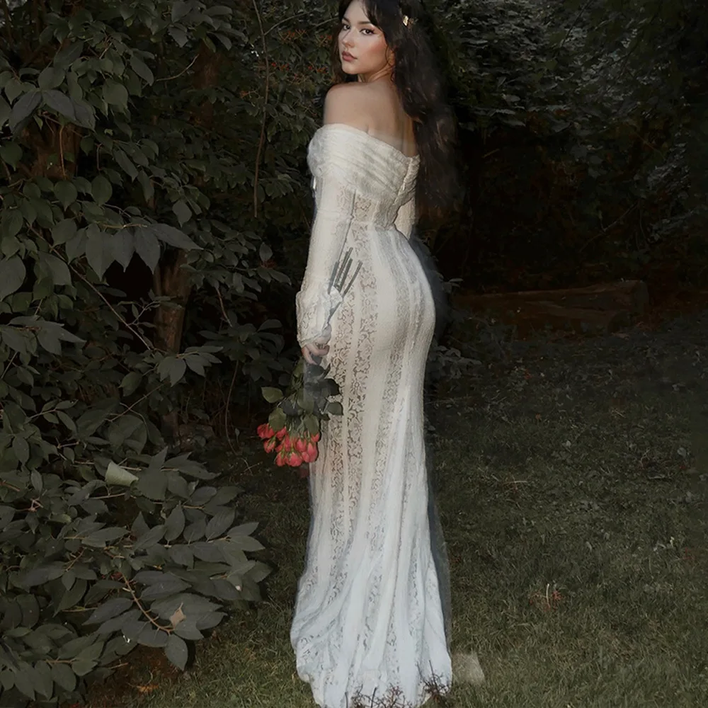 Ootddress Autumn/Winter Fashion Sexy Lace Tight Dress Women 2025 New Strapless Lace High Waist Tailored Dress Party Evening Dress
