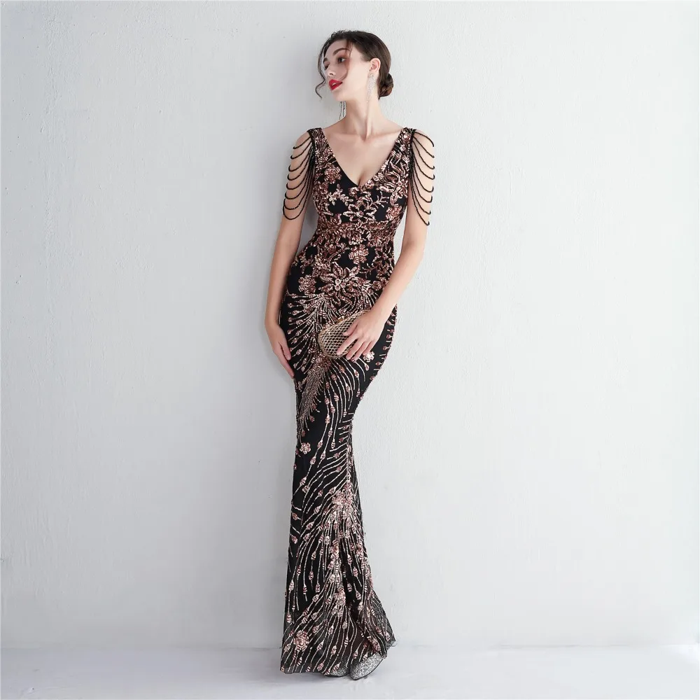 Sexy V-neck Sleeveless Dress with Stones and Crystals Fashion Sequins Tassel Elegant Women Party Dresses High Waisted Long Dress 57 103A1008.jpg