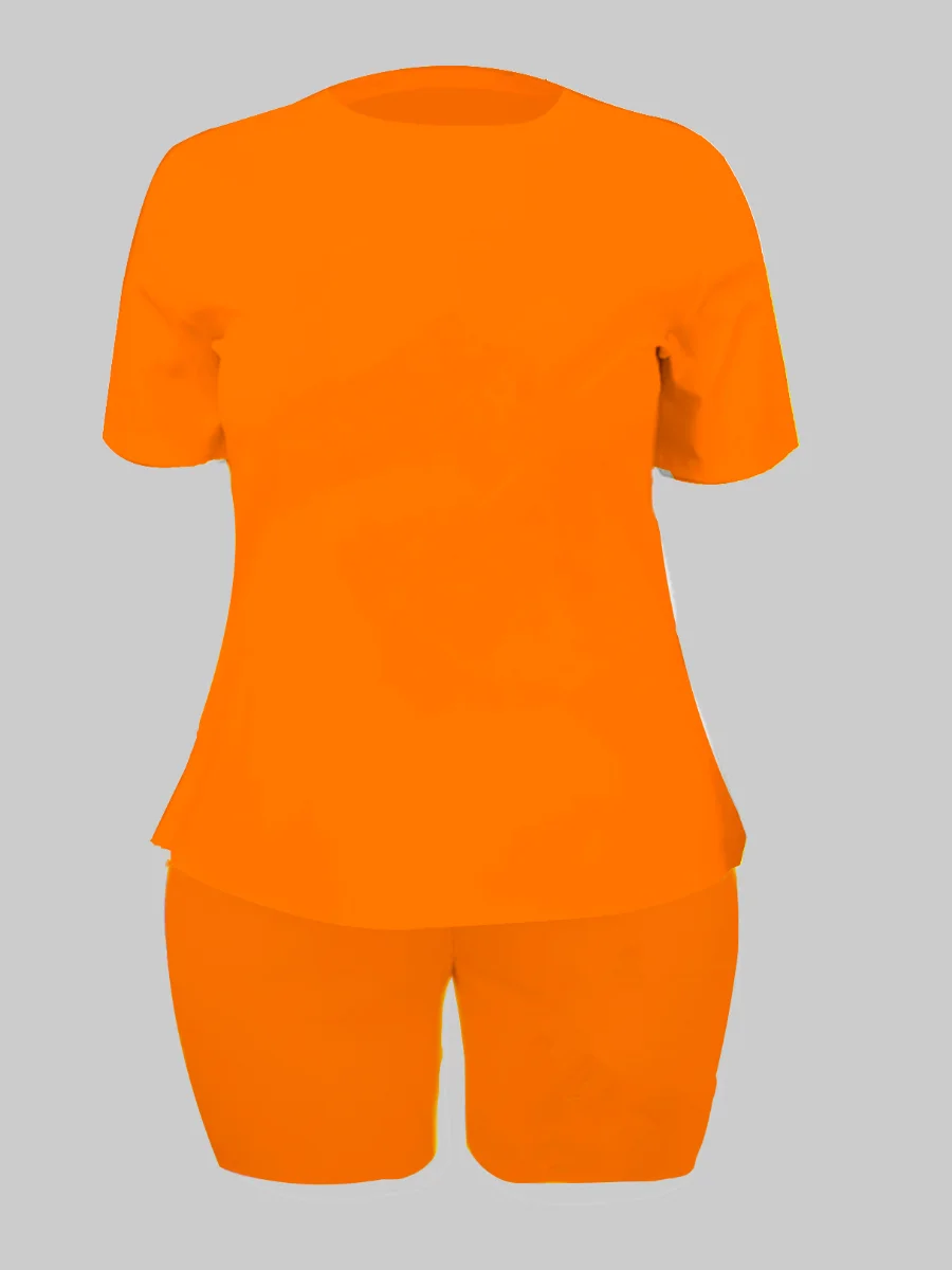 BASICS Round Neck Regular Fit Shorts Set Women's 2 Piece Fitness Suit