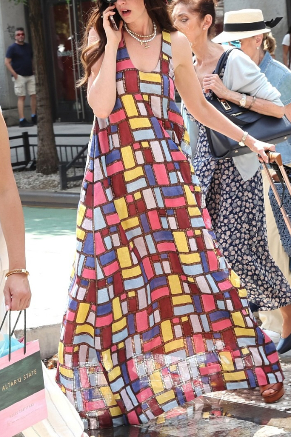Stylish Color-blocked Plaid Print Sleeveless Round Neck Loose Maxi Dress