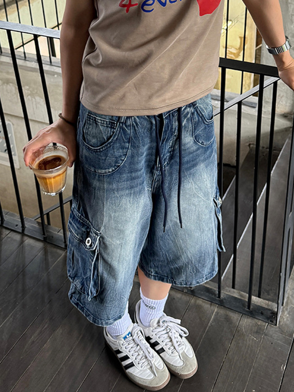 American Washed Loose Denim Shorts
