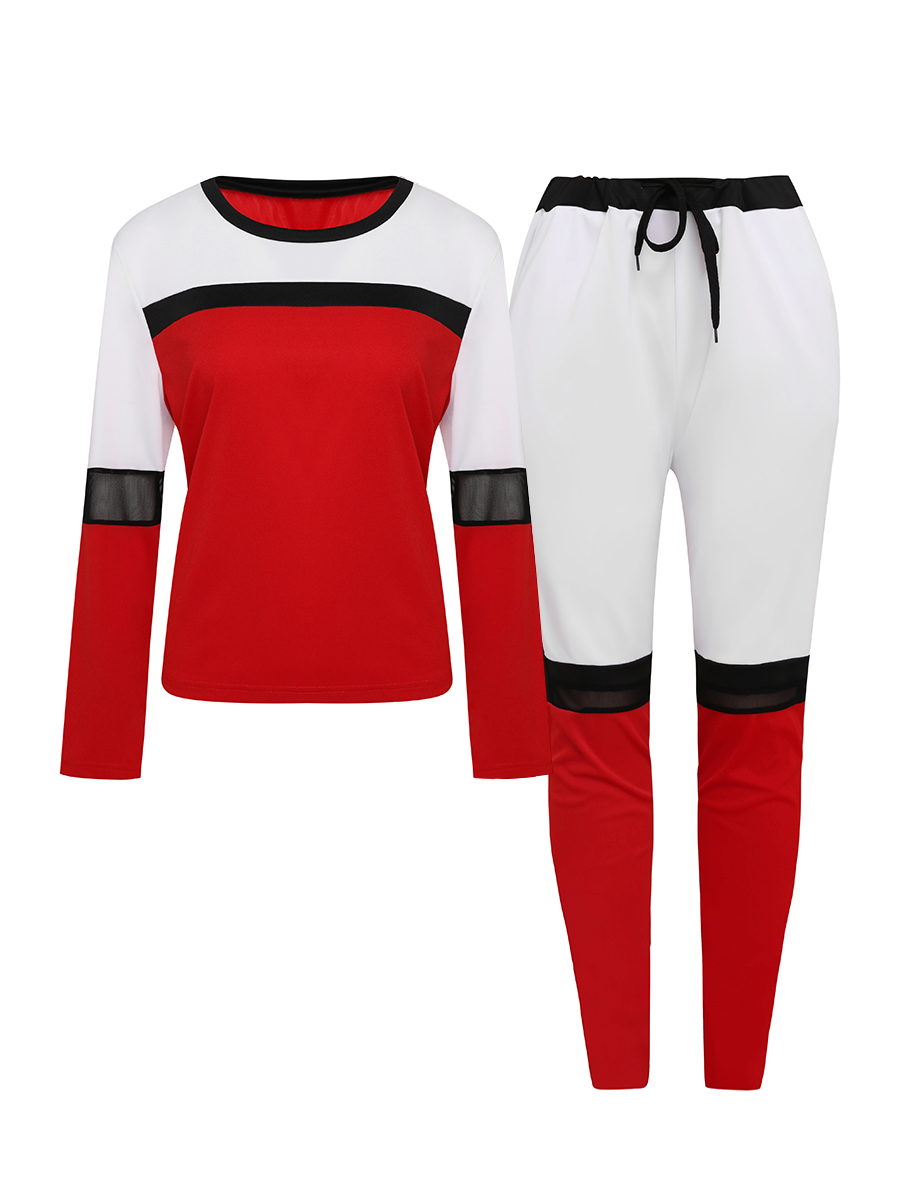 Plus Size Women Two Piece Color-lump Tracksuit Pants Set Patchwork Sporty Long Sleeve Conventional Collar Autumn Outfits 7 Plus Size Women Two Piece Color-lump Tracksuit Pants Set Patchwork Sporty Long Sleeve Conventional Collar Autumn Outfits