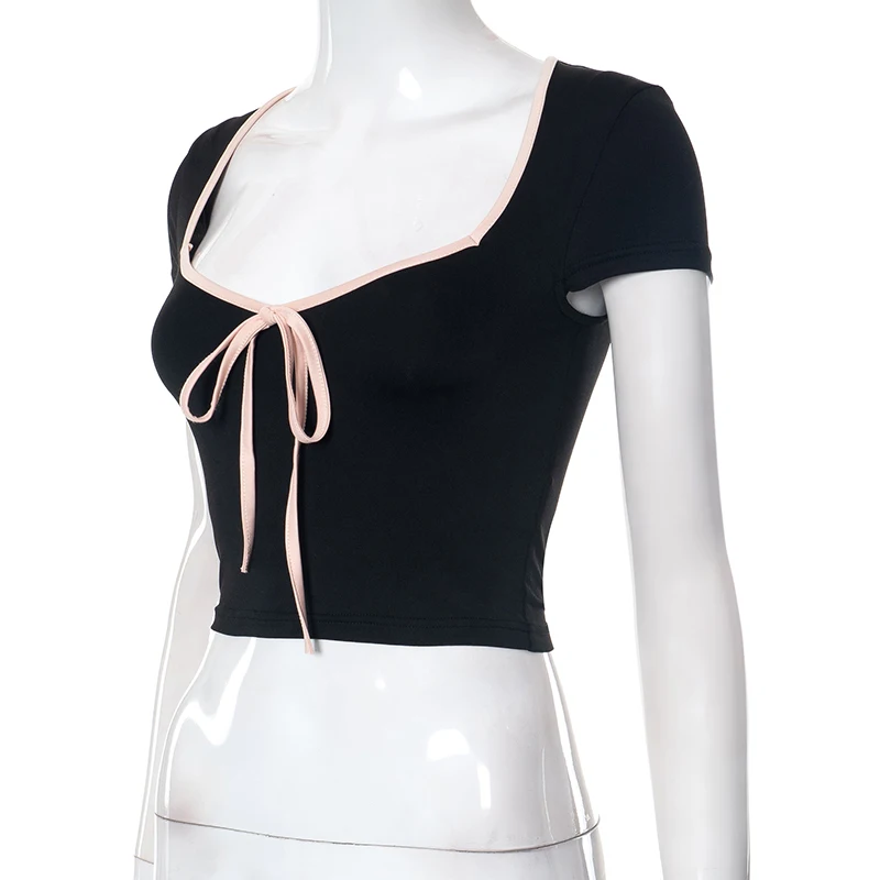Y2k Summer Crop Top Bow Baby Tees Womens Clothes 2025 Chic Cute Low Cut Short Sleeve T Shirts Black 13 Y2k Summer Crop Top Bow Baby Tees Womens Clothes 2025 Chic Cute Low Cut Short Sleeve T Shirts Black