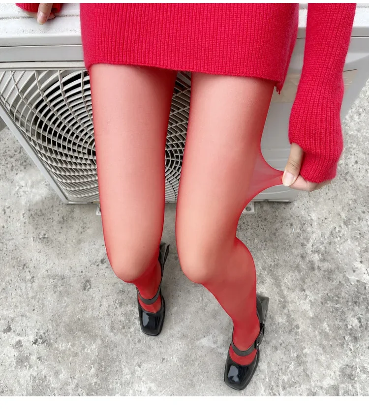 Ootddress Red Tights Women Winter See Through Slim Lingerie Women's Pantyhose New Lingerie Lace Leggings Bodys Sexy Socks Ladies