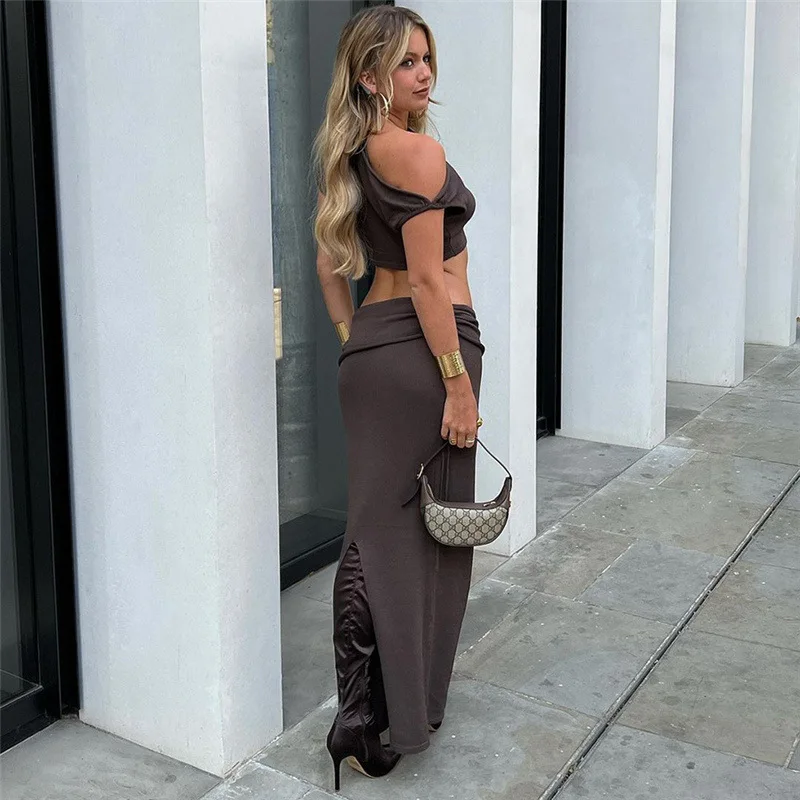 Ootddress Bandage Maxi Skirt 2 Piece Sets Womens Outfits Sexy Slim Tank Tops Lady Party Bodycon Long Elegant Dress Sets Womens 2025