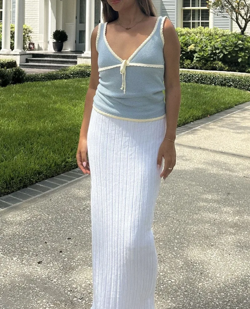 Ootddress Retro Deep V Neck Crop Top Women Y2k Ruffle Vintage Tank Tops Womens Tie Up Bow Knitted Woman Backless Cute Tops 2025 New