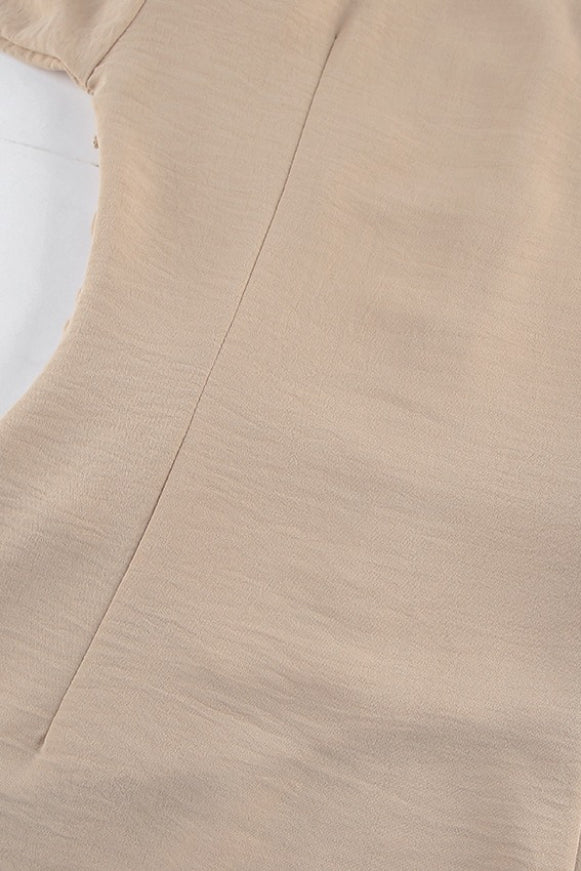 Puff Cuff Button Down Wrap Front Asymmetrical Pleated Shirt Mini Dress
