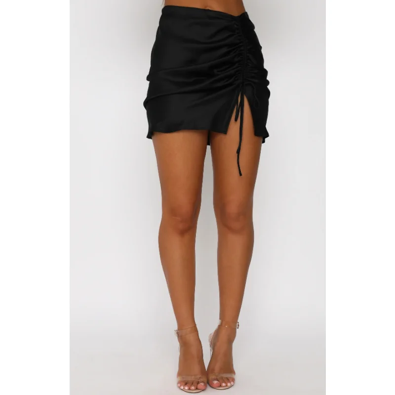Ootddress Pleated Lace-Up Satin Mini Skirt Side Split Fashion For Women Skirt Solid High Waist Zipper Casual Outfit Ladies Skirt 23 Ootddress Pleated Lace-Up Satin Mini Skirt Side Split Fashion For Women Skirt Solid High Waist Zipper Casual Outfit Ladies Skirt