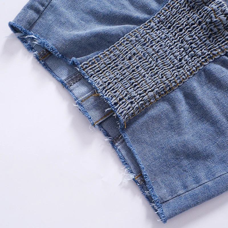 Solid Denim Pocket Design Button Vest Women Casual Bare Midriff Wrapped Chest Sleeveless Crop Tops Streetwear Tanks - Sleeveless Crop Tops Streetwear Tanks - Women Casual Bare Midriff Wrapped Chest - Solid Denim Pocket Design Button Vest