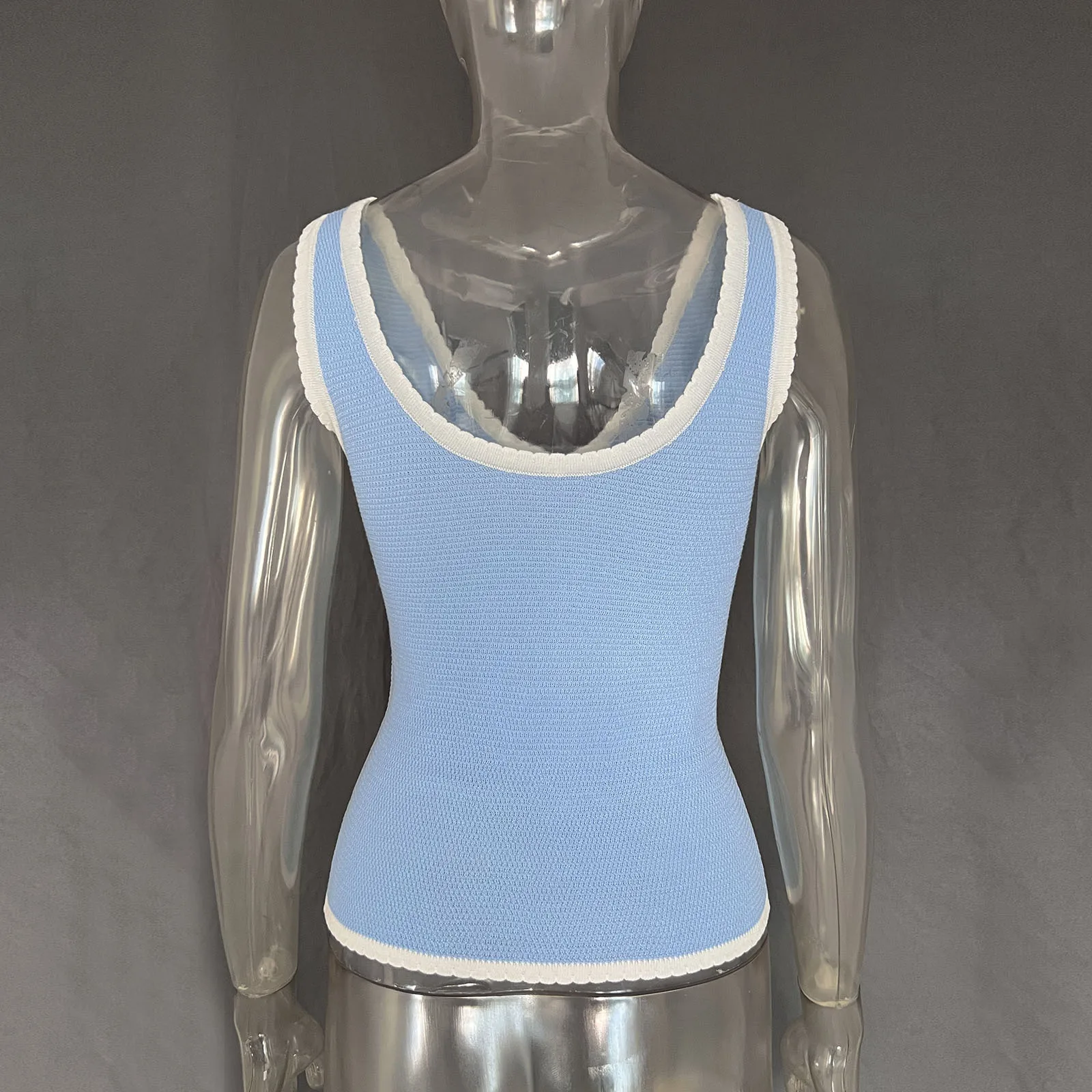 Ootddress Contrast Lace-Up Backless Tank Top For Women Summer Fashion V-Neck Cropped Y2k Top Vest Strapless Slim Female Tank Top New