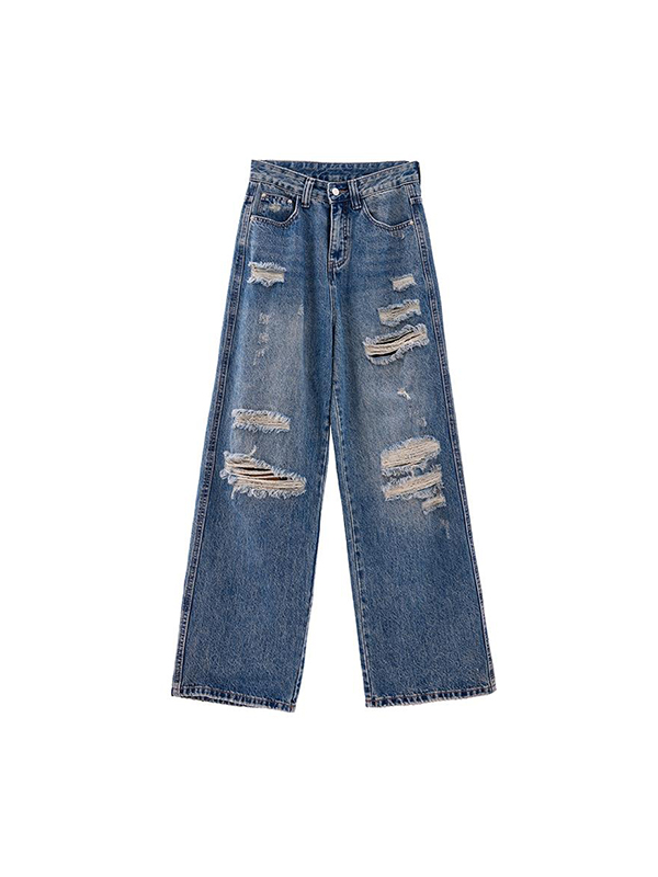 American Retro Hole Boyfriend Jeans