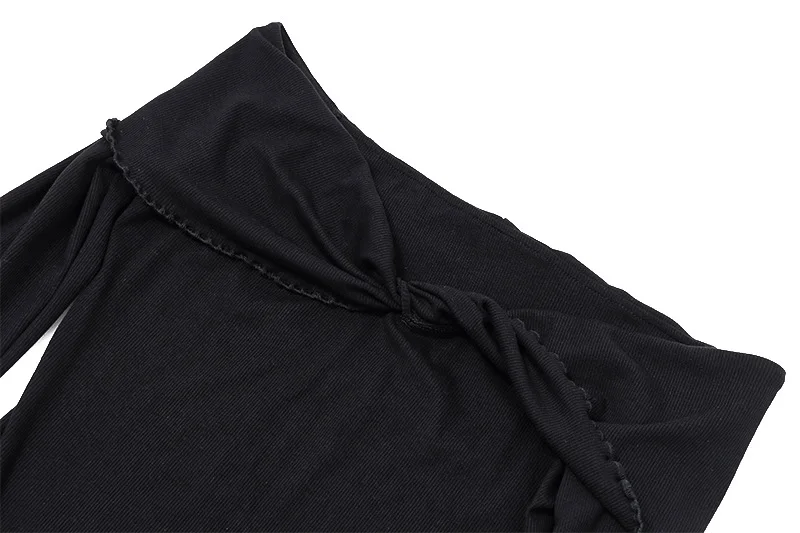 Ootddress Black Knit Ruffled Mini Dress Women Patchwork Off-Shoulder Loose Slim Fashion Ribbed Dress Knitwear Clothes Female Dress
