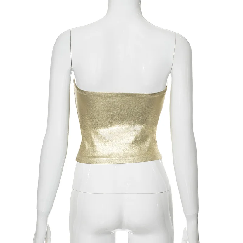 Ootddress Gold PU Crop Tops For Women 2025 Bodycon Backless Sexy Off Shoulder Tank Top Hot Girls Street Slim Party Tube Top Ladies 8 Ootddress Gold PU Crop Tops For Women 2025 Bodycon Backless Sexy Off Shoulder Tank Top Hot Girls Street Slim Party Tube Top Ladies