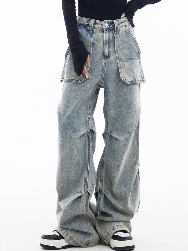 High waisted slimming versatile Cargo Jeans