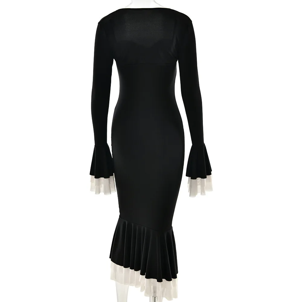 Ootddress Elegant Long Flared Sleeve Elastic Tight Women Two-piece Set Autumn/Winter New 2025 Sexy Party Club Evening Dress 34 Ootddress Elegant Long Flared Sleeve Elastic Tight Women Two-piece Set Autumn/Winter New 2025 Sexy Party Club Evening Dress