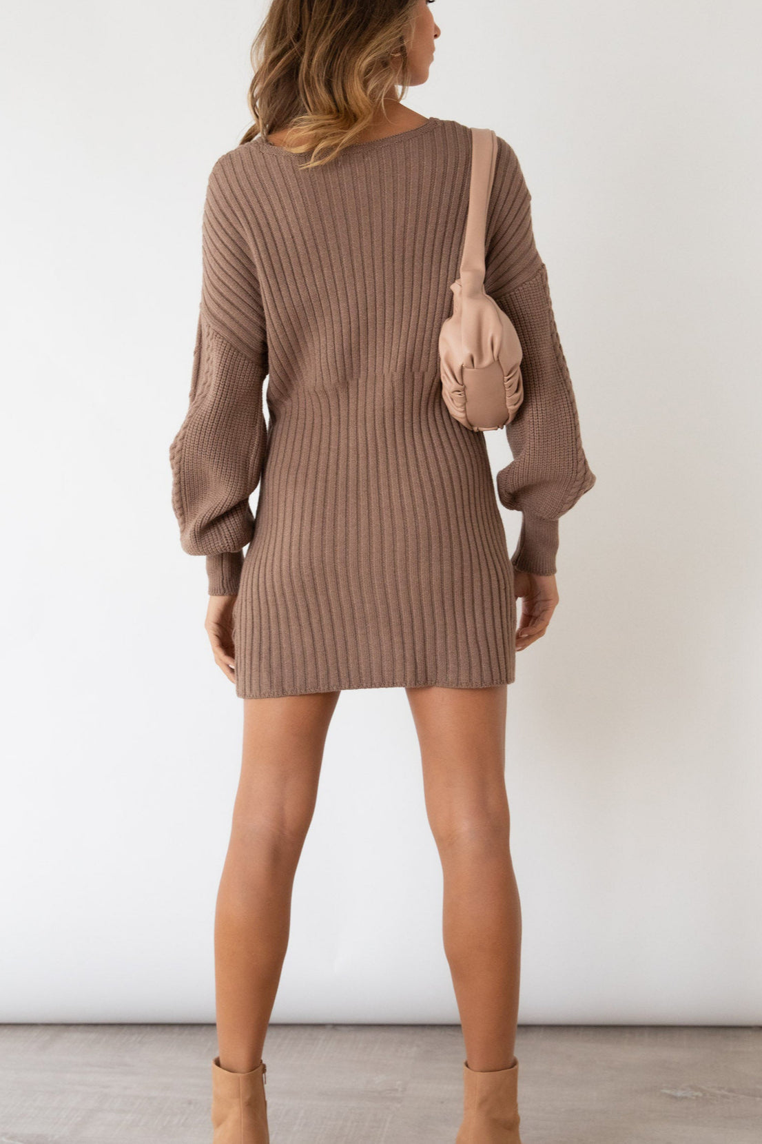 Cable Knit V-Neck Bodycon Midi Dress