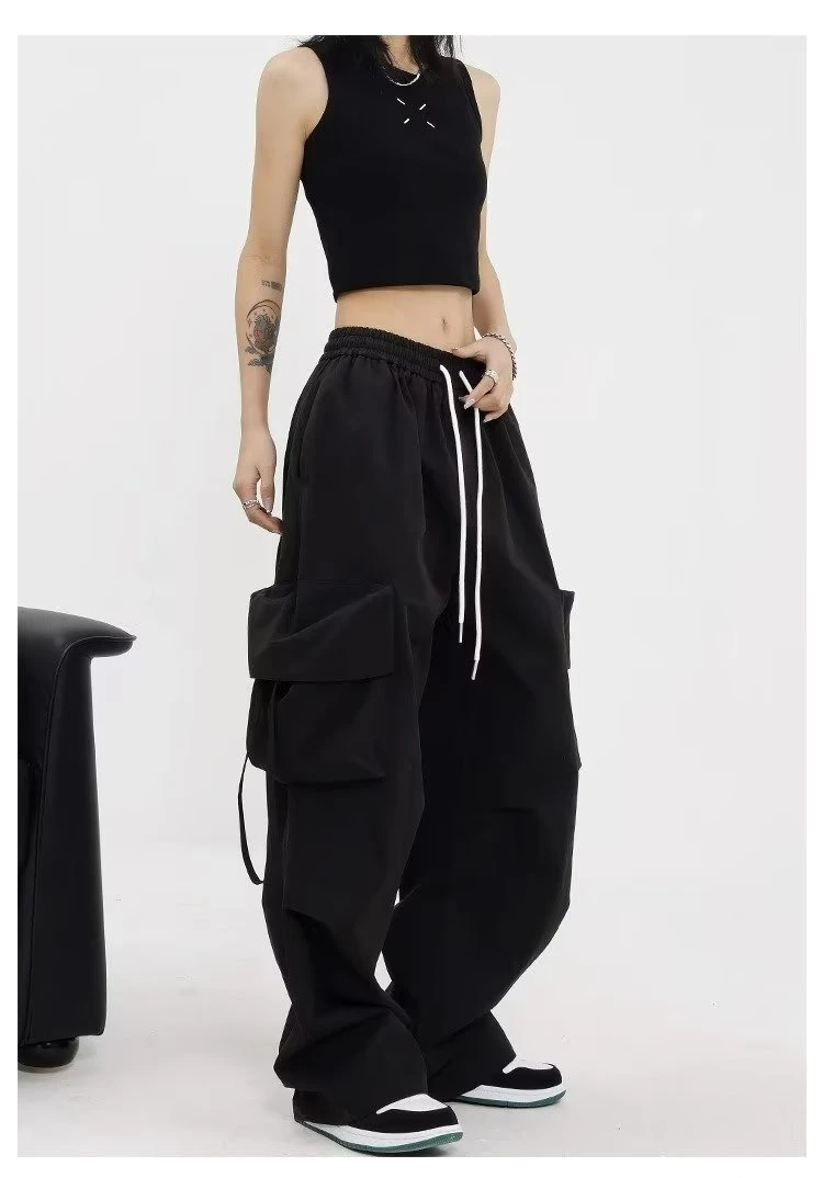Women Y2K Cargo Pants High Waist Streetwear Hip Hop Trousers Female Big Pockets Casual Student Drawstring Baggy Sweatpants 13 Women Y2K Cargo Pants High Waist Streetwear Hip Hop Trousers Female Big Pockets Casual Student Drawstring Baggy Sweatpants
