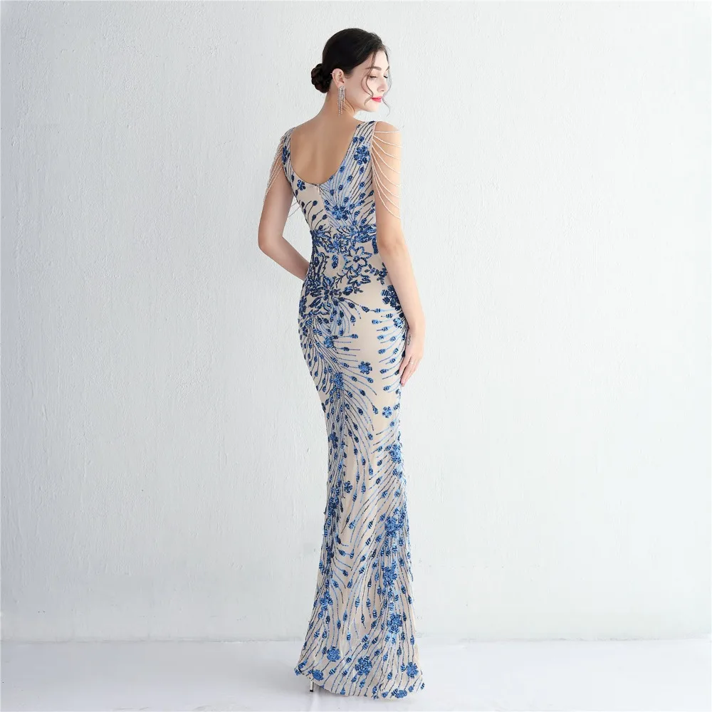 Sexy V-neck Sleeveless Dress with Stones and Crystals Fashion Sequins Tassel Elegant Women Party Dresses High Waisted Long Dress 11 103A0864.jpg