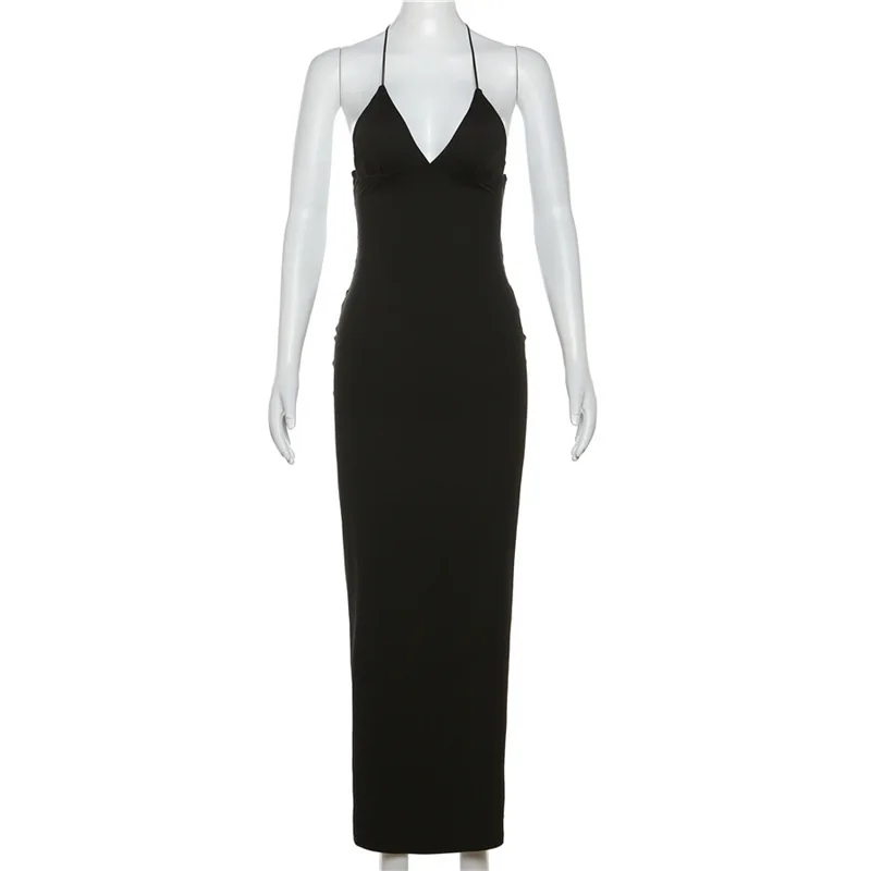Ootddress Backless Maxi Dress For Women Slim Sexy Butterfly Bodycon Slim Sheath Dress Women's Club Deep V Neck Dresses Woman 2025