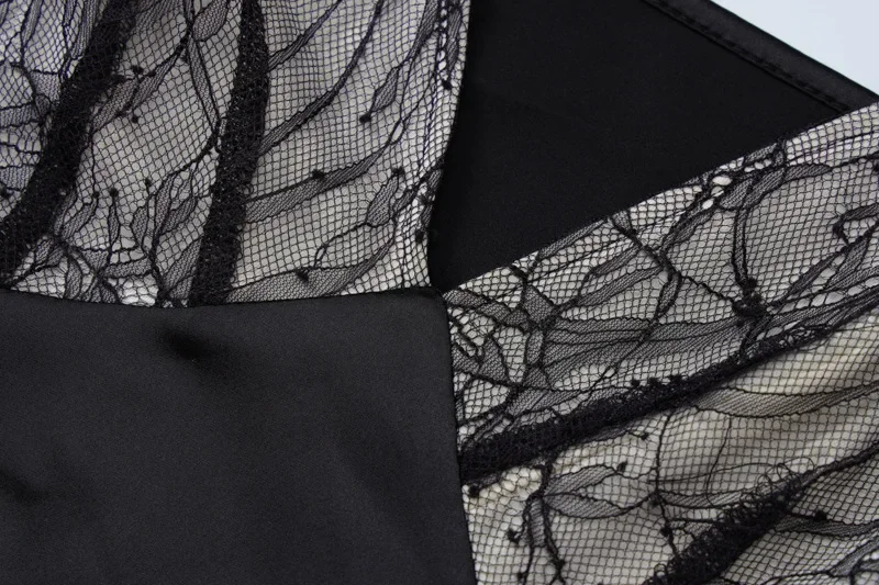 Ootddress Lace Splice Maxi Dresses For Women Sexy Deep V Neck Mesh Slim Dress Woman Temperament Clubwear Party Evening Dress Femme