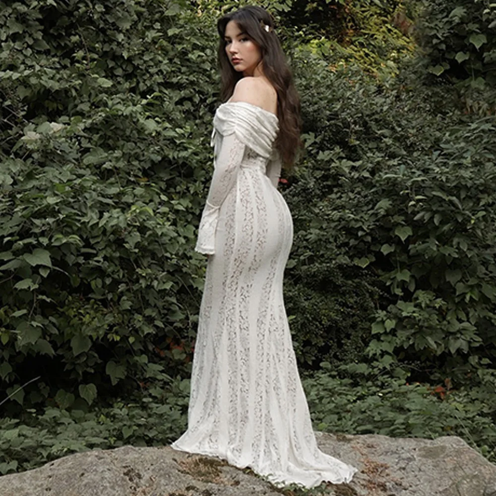 Ootddress Autumn/Winter Fashion Sexy Lace Tight Dress Women 2025 New Strapless Lace High Waist Tailored Dress Party Evening Dress
