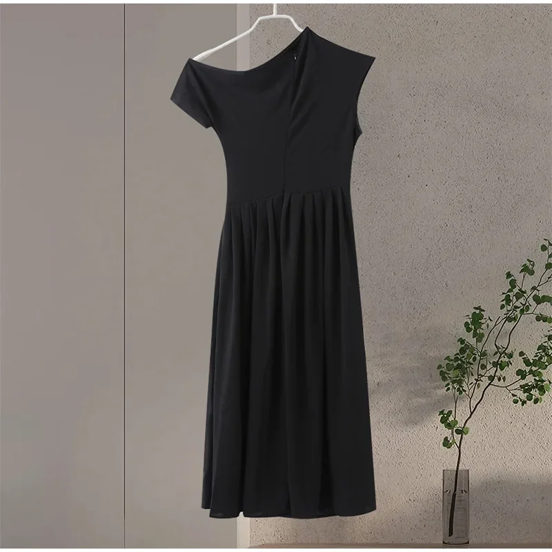 Ootddress Black Off-Shoulder Autumn Long Dress For Women High Waist Patchwork Slim Sexy One-Shoulder Party Dress Female Maxi Dress