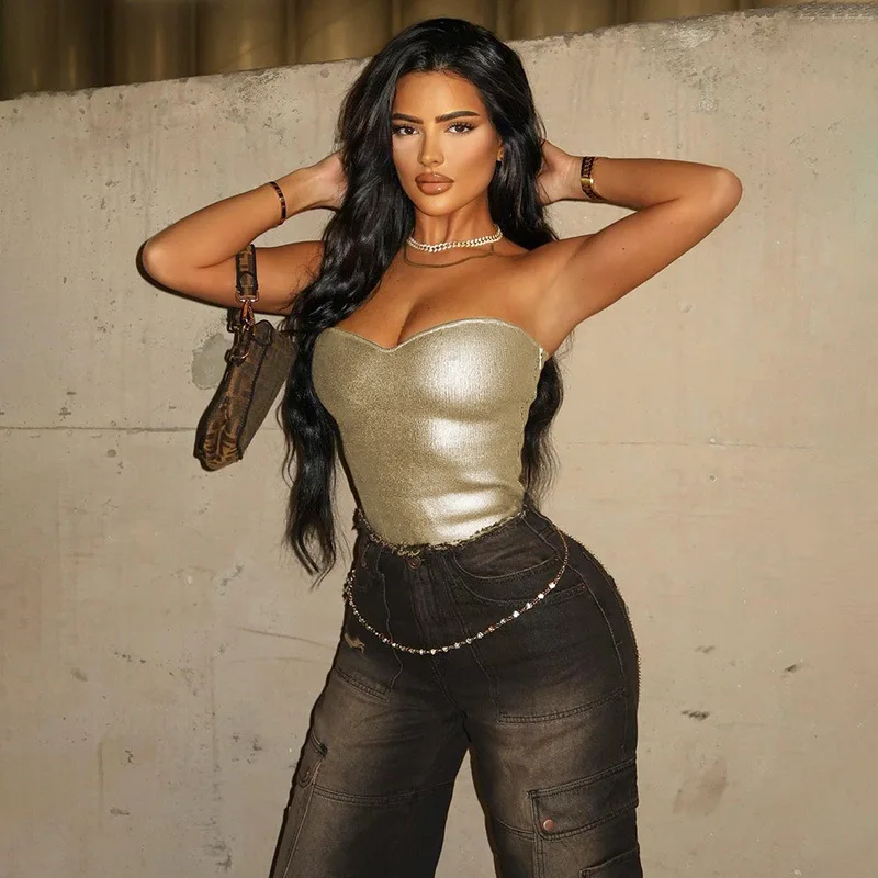 Ootddress Gold PU Crop Tops For Women 2025 Bodycon Backless Sexy Off Shoulder Tank Top Hot Girls Street Slim Party Tube Top Ladies 19 Ootddress Gold PU Crop Tops For Women 2025 Bodycon Backless Sexy Off Shoulder Tank Top Hot Girls Street Slim Party Tube Top Ladies