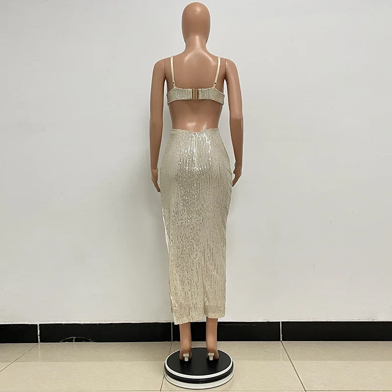 Sexy Hollow High Waist Slit Evening Dress Fashion Sequined Backless Sleeveless Elegant Party Dresses Solid Long Graduation Dress 68 Sexy Hollow High Waist Slit Evening Dress Fashion Sequined Backless Sleeveless Elegant Party Dresses Solid Long Graduation Dress