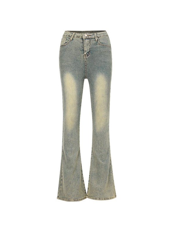 Distressed High Rise Flared Slim Jeans