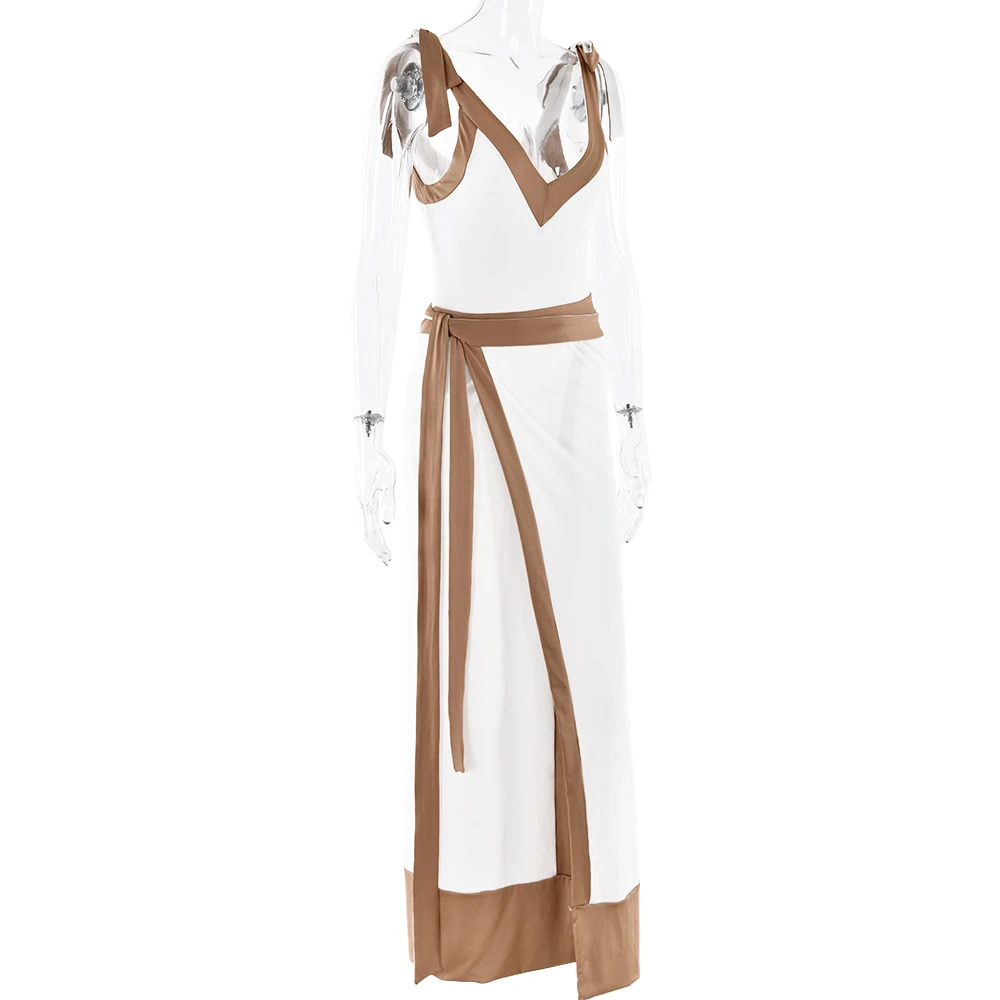 2_1.jpg Sexy Sleeveless Deep V Tight Bobysuit Top Skirt Two-piece Set Women Patchwork Elegant Party Autumn Winter New Set 2025