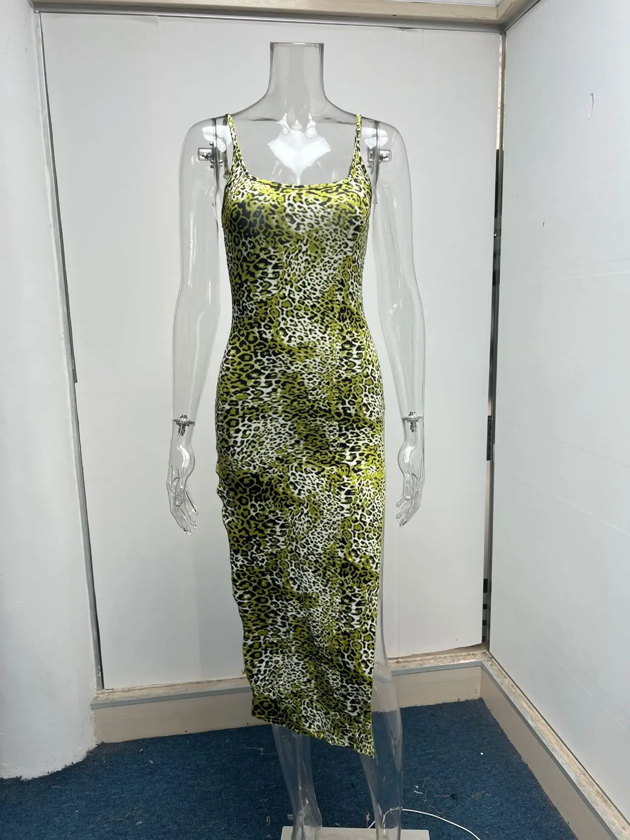 Fashion Leopard Print Slim Long Dresses Women Sexy Low Cut Backless Package Hip Bodycon Slit Dress Female Streetwear Summer New 17 undefined