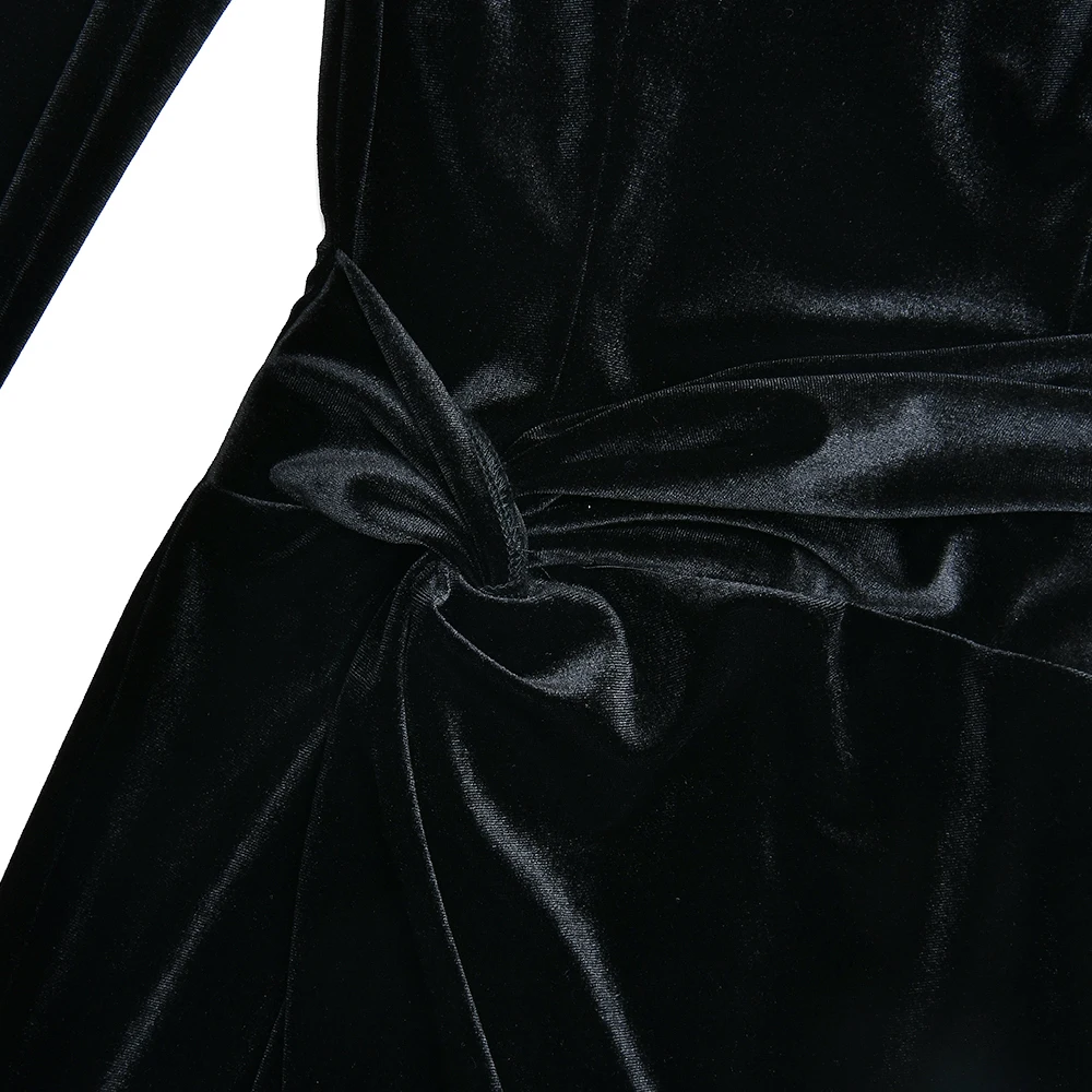 Sexy Velvet Elastic Tight Long Sleeved Dress Elegant Bodycon Slit Party Evening Dress Autumn/winter 2025New Slim Vestido