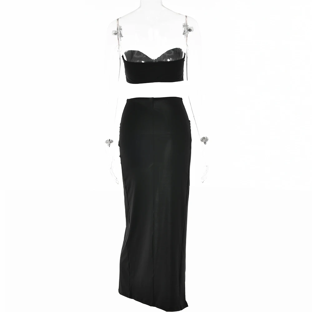 Ootddress Sexy Strapless Hollow Out Women Dress White Sleeveless High Slit Dress Female Autumn Skinny Elegant Party Clubwear