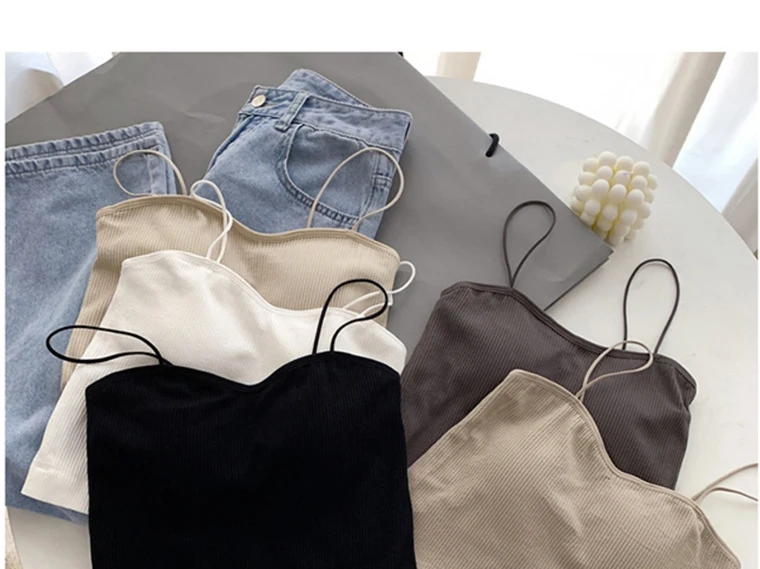 Ootddress Women Spaghetti Strap Tank Top Summer Casual Basic Sleeveless White Corset Top Streetwear Short Ribbed Knit Vest 2025
