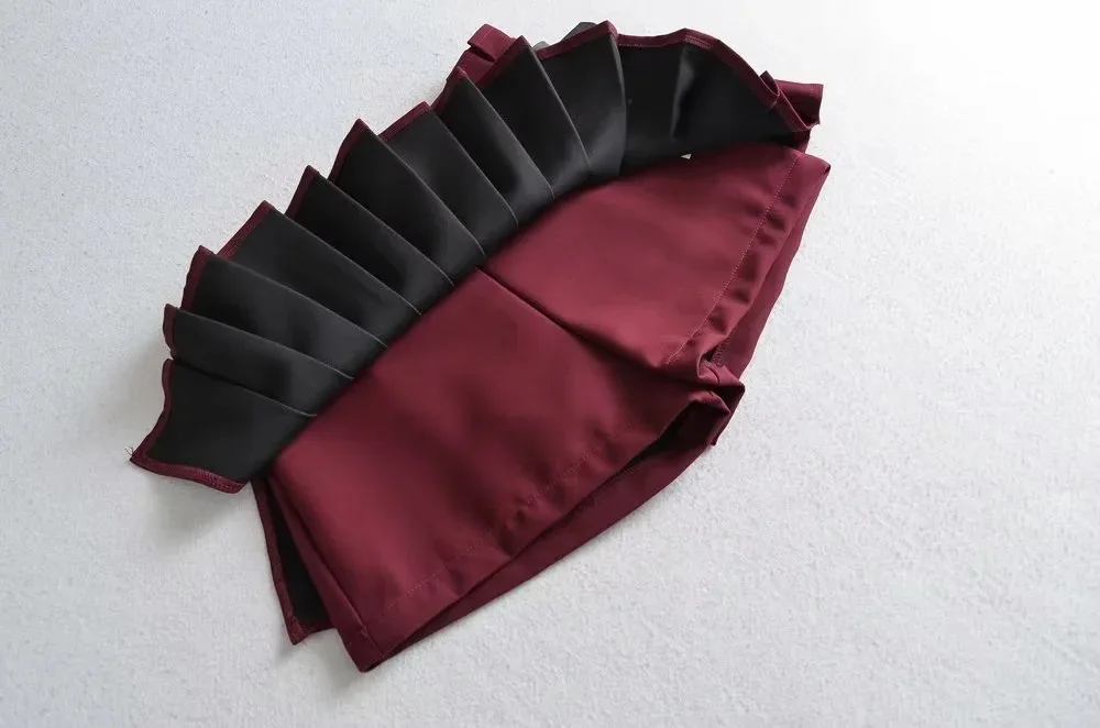 Ootddress Low Waist Slim Mini Pleated Skirt For Women 2025 Summer Casual Black Belt Skirts Babes Fashionable Solid Une Jupe Ligne