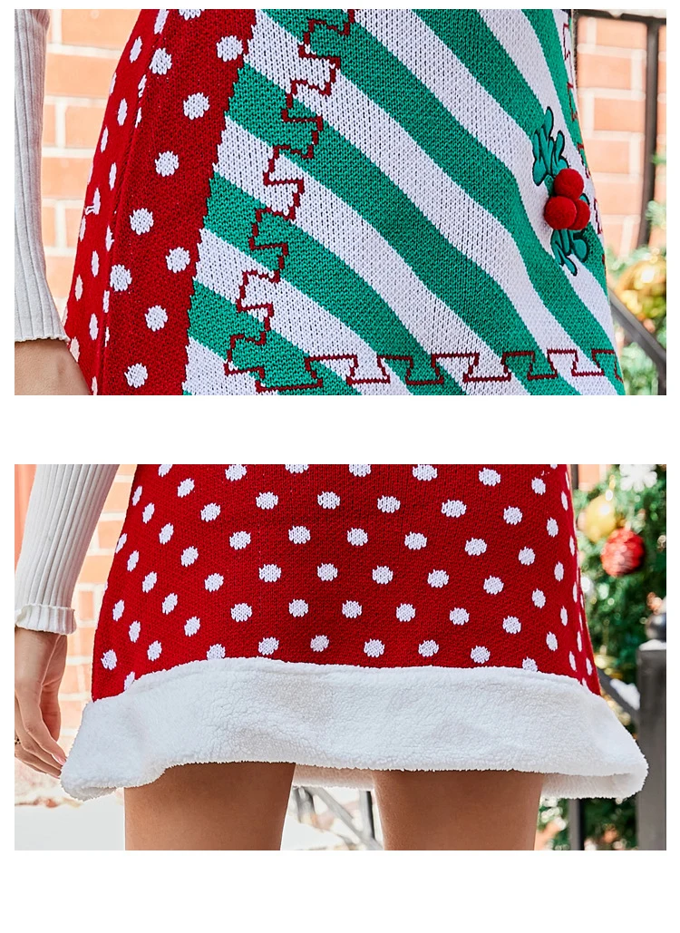 Ootddress New Winter Knitted Skirts Women 2025 Christmas Clothes High Waist Embroidered Mini Skirt Boho Floral Pencil Skirt