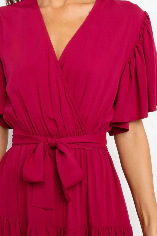 Trendy Solid Color Ruffles Long Dresses Women Sexy V-neck Ruffle Sleeves Leace-up Temperament Elegant Lady Dress 2025 Summer New 29 undefined