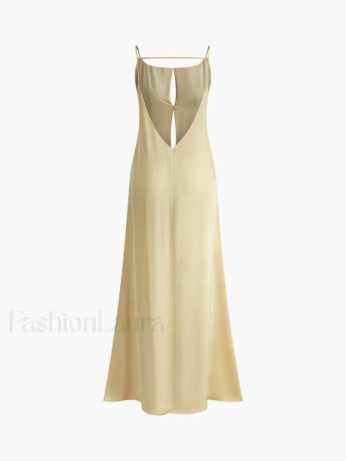 Apricot Backless Satin Long Dress