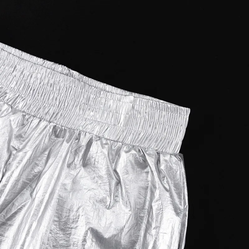 Ootddress PU Silver Women Pants Autumn Winter High Waist Casual Loose Wide Leg Pant Femme Party Club Fashion Streetwear Woman 2025