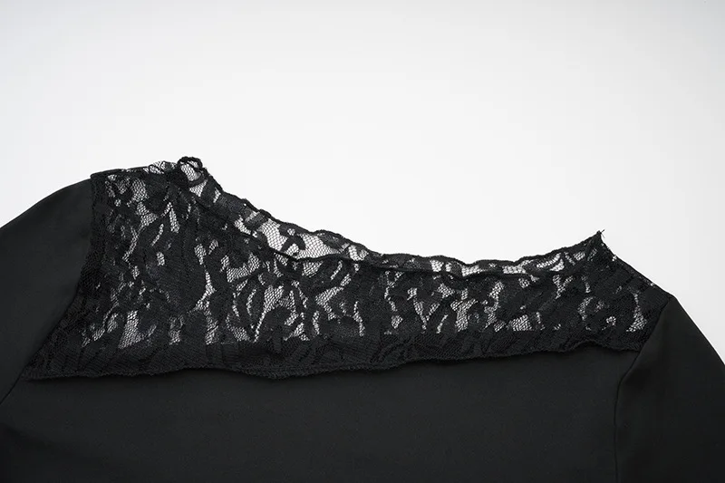 Ootddress Lace Patchwork See-Through Crop top For Women Fashion Sexy Long Sleeve Slim Patchwork Cropped Y2k Top Female Clothes Tee