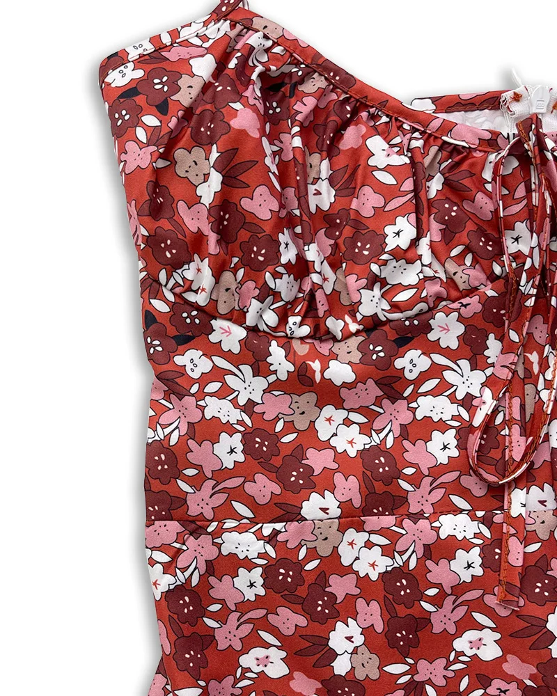 Flower Printed Spaghetti Strap Dresses For Women Sexy Low Cut Beach Party Slim Slit Dress Chic Bodycon Lady Sleeveless Vestidos 21 undefined